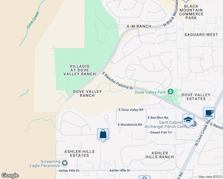 map of restaurants, bars, coffee shops, grocery stores, and more near 33247 North 43rd Street in Cave Creek