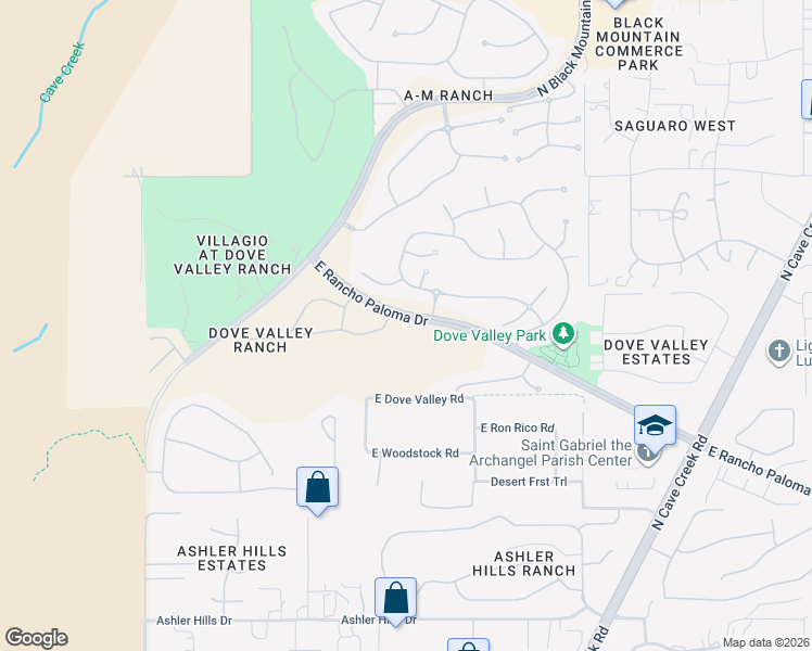 map of restaurants, bars, coffee shops, grocery stores, and more near 4433 East Smokehouse Trail in Cave Creek