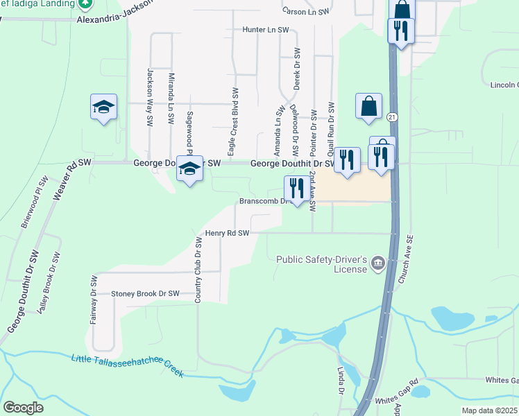 map of restaurants, bars, coffee shops, grocery stores, and more near 911 Public Safety Drive Southwest in Jacksonville