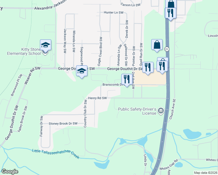 map of restaurants, bars, coffee shops, grocery stores, and more near 911 Public Safety Drive Southwest in Jacksonville
