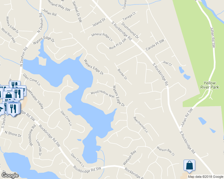 map of restaurants, bars, coffee shops, grocery stores, and more near 7389 Tidewater Trce in Stone Mountain