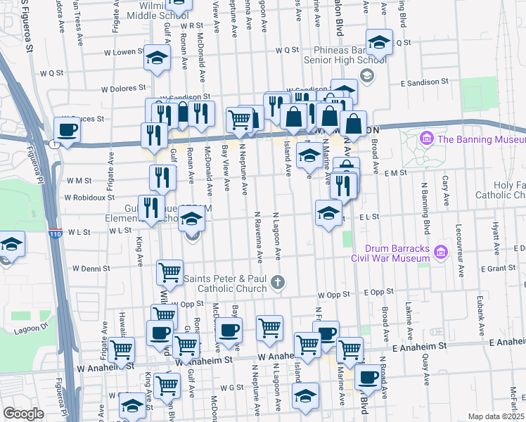 map of restaurants, bars, coffee shops, grocery stores, and more near 1208 North Ravenna Avenue in Los Angeles