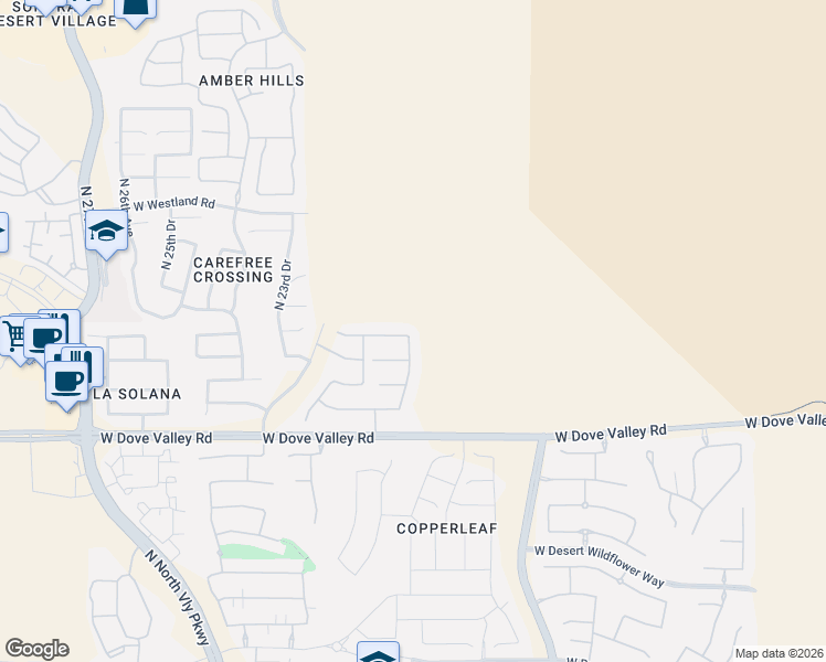 map of restaurants, bars, coffee shops, grocery stores, and more near 2108 West Eagle Feather Road in Phoenix