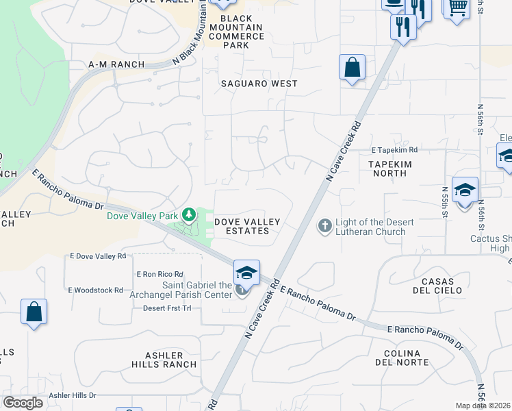 map of restaurants, bars, coffee shops, grocery stores, and more near 4924 East Crimson Terrace in Cave Creek