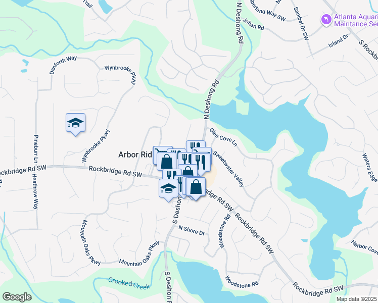 map of restaurants, bars, coffee shops, grocery stores, and more near 415 North Deshong Road in Stone Mountain