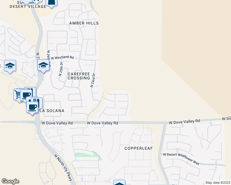 map of restaurants, bars, coffee shops, grocery stores, and more near 2206 West Eagle Feather Road in Phoenix