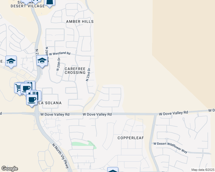 map of restaurants, bars, coffee shops, grocery stores, and more near 2206 W Eagle Feather Rd in Phoenix