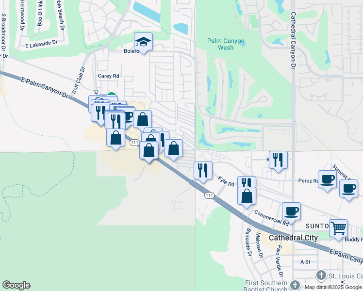 map of restaurants, bars, coffee shops, grocery stores, and more near 13 Taft in Cathedral City