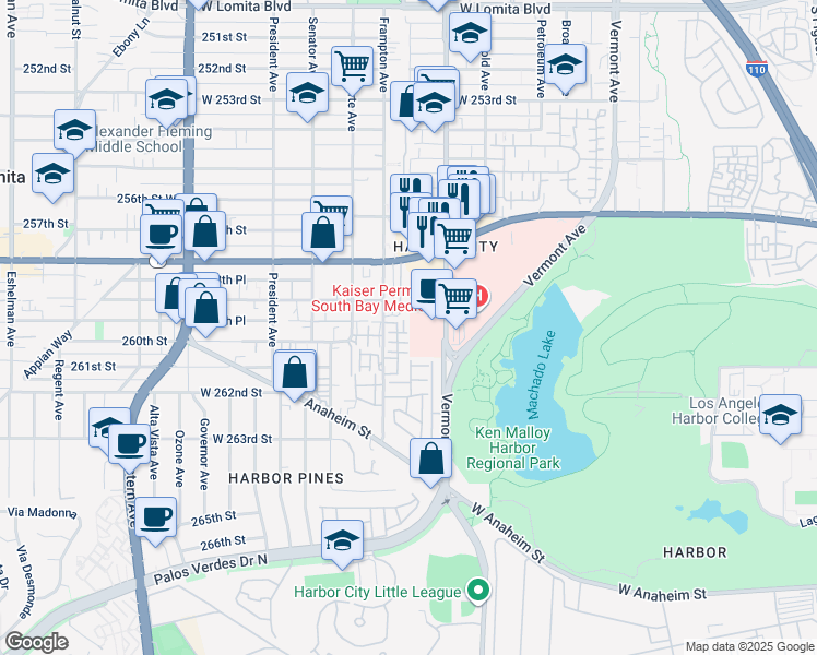 map of restaurants, bars, coffee shops, grocery stores, and more near 25916 Sandstone Lane in Los Angeles