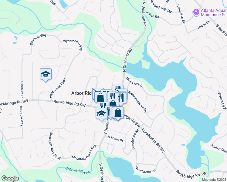 map of restaurants, bars, coffee shops, grocery stores, and more near 415 North Deshong Road in Stone Mountain