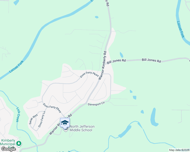 map of restaurants, bars, coffee shops, grocery stores, and more near 417 Doss Ferry Parkway in Kimberly