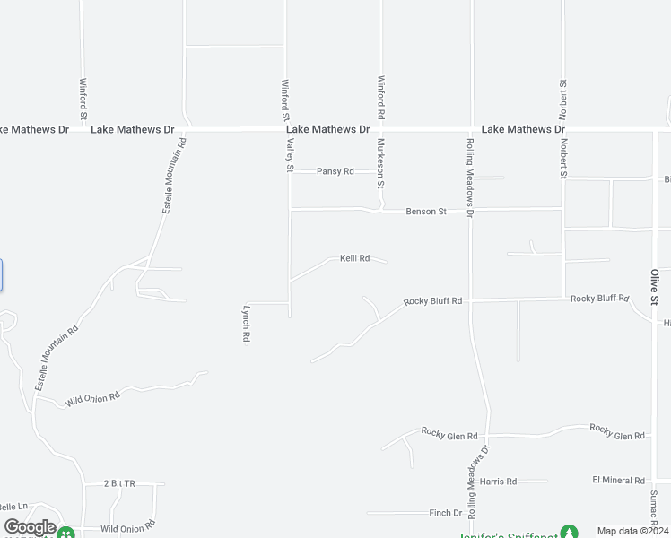 map of restaurants, bars, coffee shops, grocery stores, and more near 16191 Lake Mathews Drive in Perris