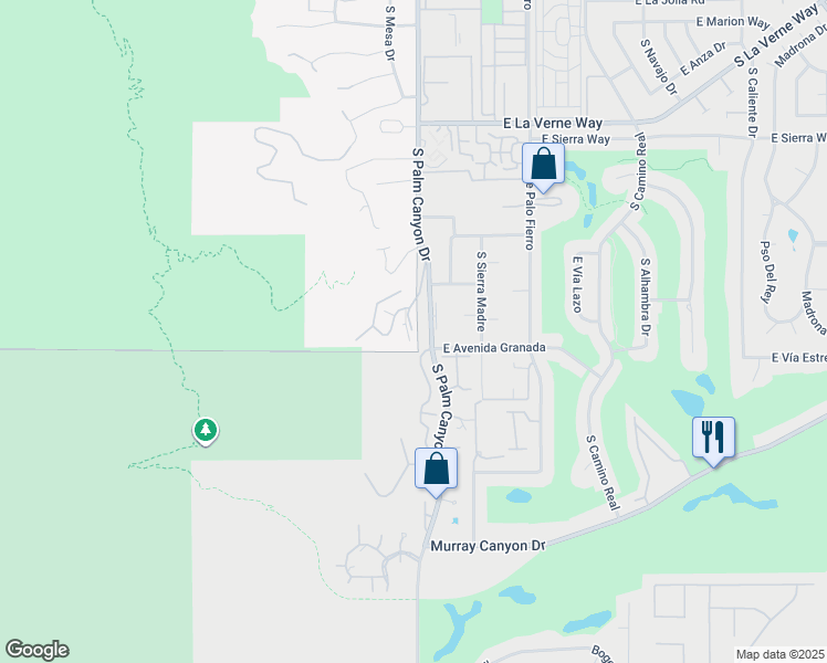 map of restaurants, bars, coffee shops, grocery stores, and more near 2285 Cahuilla Hills Drive in Palm Springs