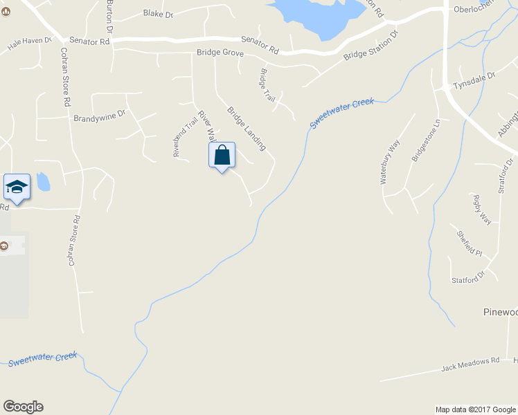 map of restaurants, bars, coffee shops, grocery stores, and more near 641 River Walk in Douglasville