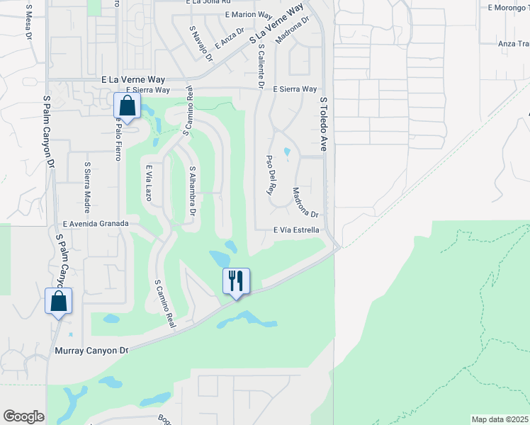 map of restaurants, bars, coffee shops, grocery stores, and more near 2479 Playa Circle in Palm Springs