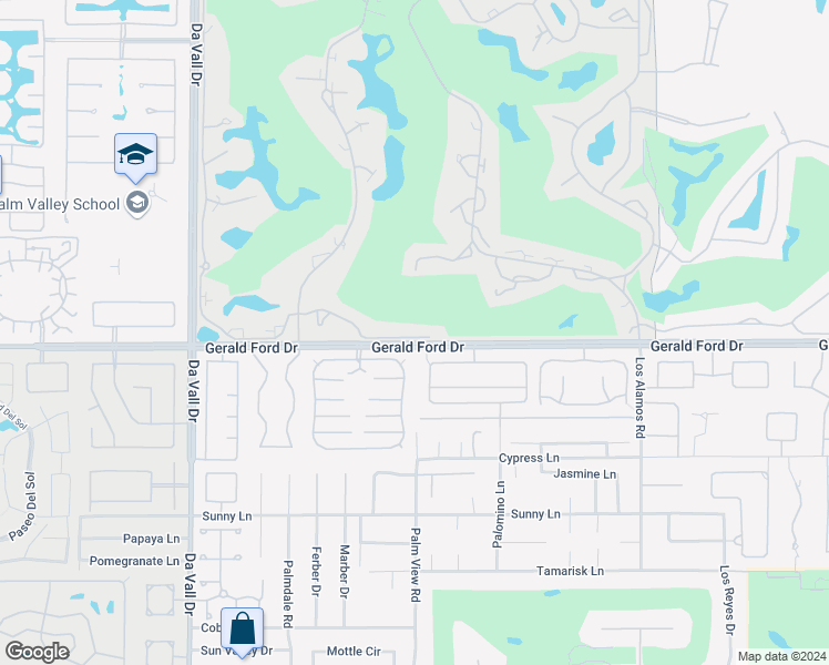 map of restaurants, bars, coffee shops, grocery stores, and more near 16 Mission Court in Rancho Mirage