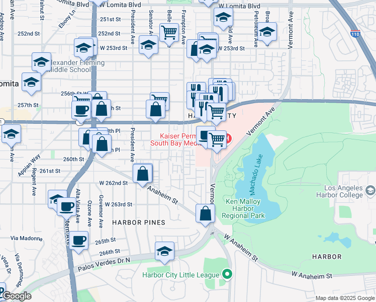 map of restaurants, bars, coffee shops, grocery stores, and more near 25916 Sandstone Lane in Los Angeles