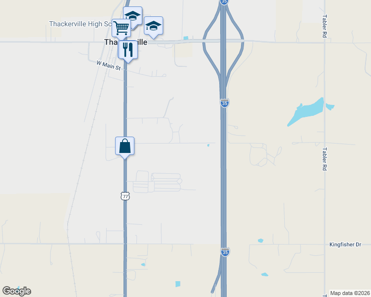 map of restaurants, bars, coffee shops, grocery stores, and more near 11725 King View Street in Thackerville