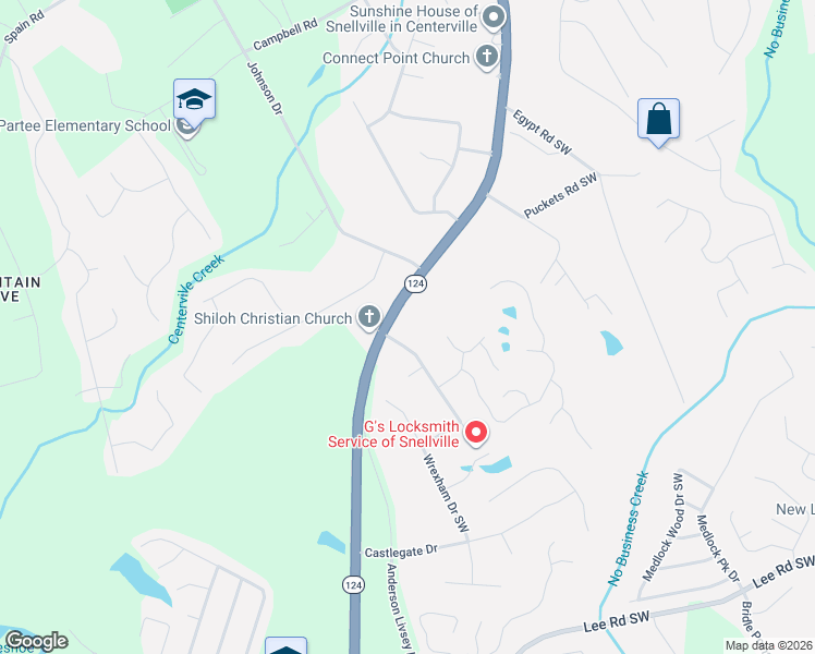 map of restaurants, bars, coffee shops, grocery stores, and more near 3940 Centerville Highway in Snellville