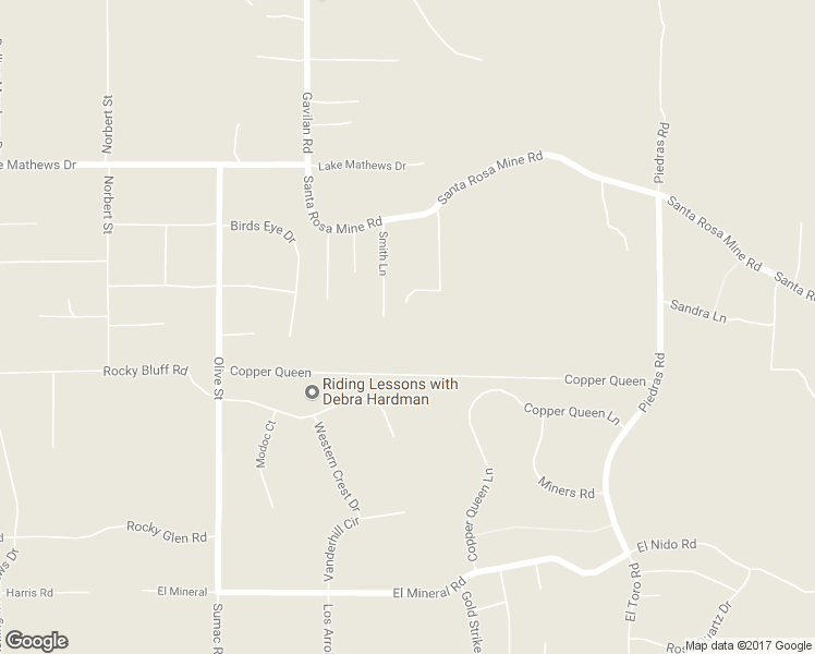 map of restaurants, bars, coffee shops, grocery stores, and more near 17465 Santa Rosa Mine Road in Perris