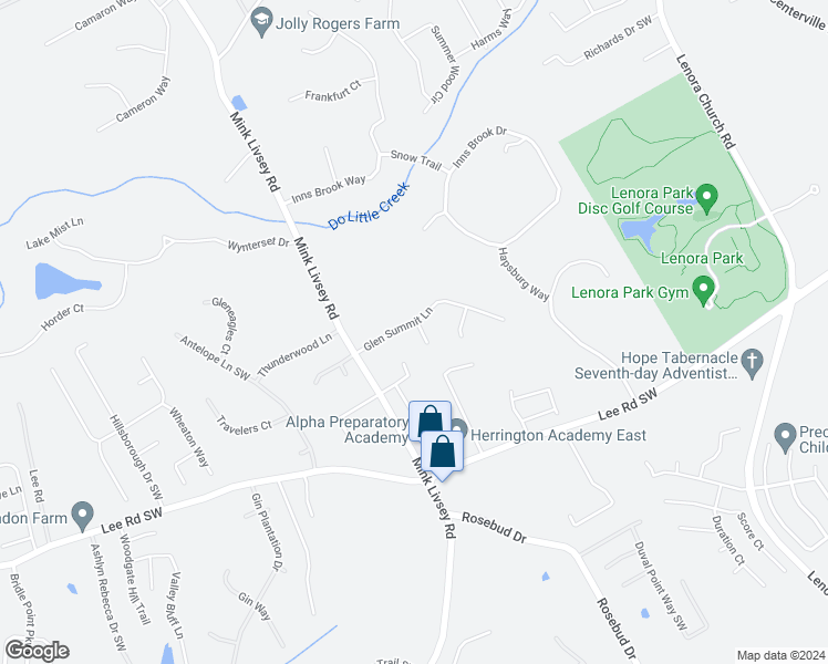 map of restaurants, bars, coffee shops, grocery stores, and more near 4301 Glen Heights Way in Snellville