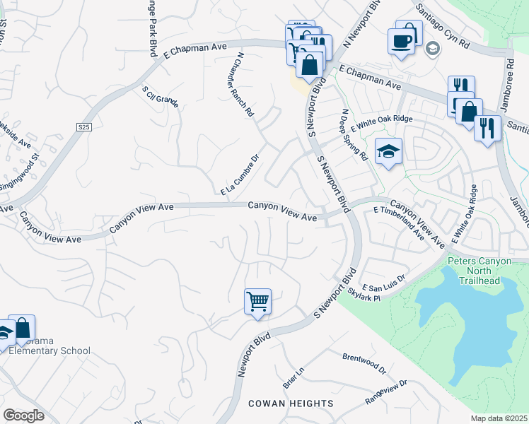 map of restaurants, bars, coffee shops, grocery stores, and more near 9662 Ravenscroft Road in Santa Ana