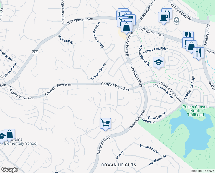 map of restaurants, bars, coffee shops, grocery stores, and more near 9662 Ravenscroft Road in Santa Ana