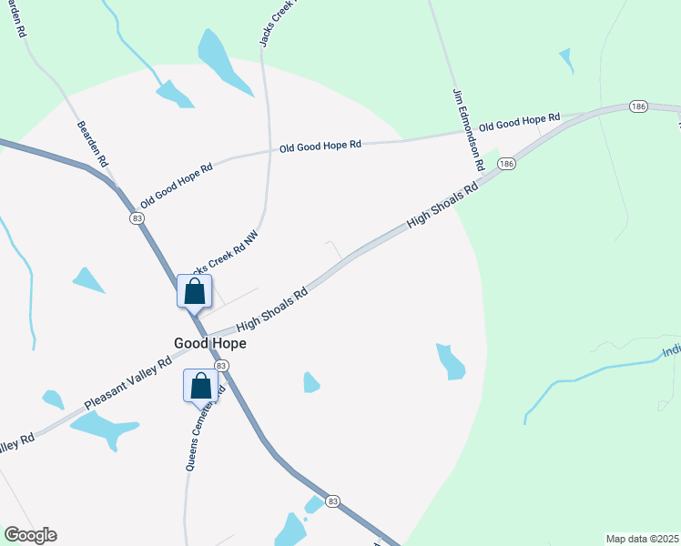 map of restaurants, bars, coffee shops, grocery stores, and more near 264 Georgia 186 in Good Hope