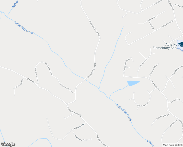 map of restaurants, bars, coffee shops, grocery stores, and more near Nunnally Farm Road in Monroe