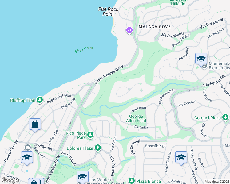 map of restaurants, bars, coffee shops, grocery stores, and more near 952 Paseo La Cresta in Palos Verdes Estates