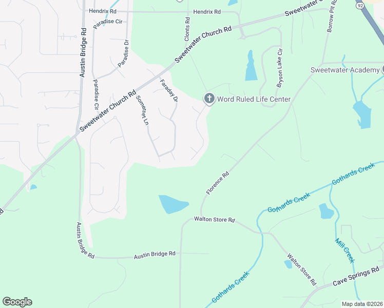 map of restaurants, bars, coffee shops, grocery stores, and more near 578 Deering Drive in Douglasville
