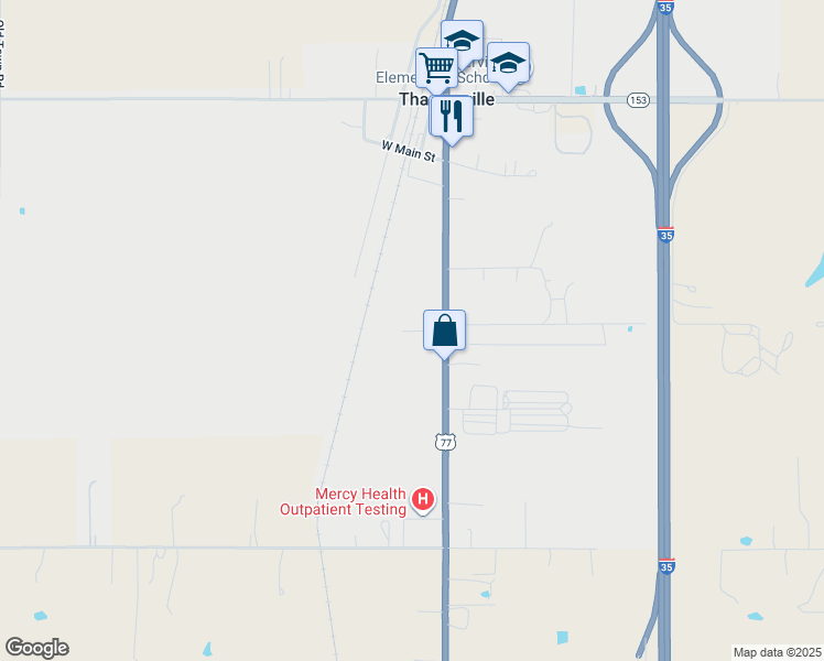 map of restaurants, bars, coffee shops, grocery stores, and more near 19508 U.S. 77 in Thackerville