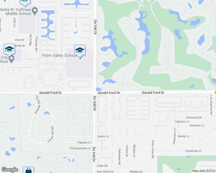 map of restaurants, bars, coffee shops, grocery stores, and more near 138 Desert West Drive in Rancho Mirage