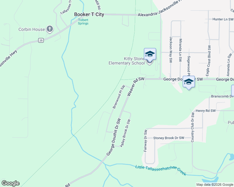 map of restaurants, bars, coffee shops, grocery stores, and more near 1415 Brierwood Place Southwest in Jacksonville