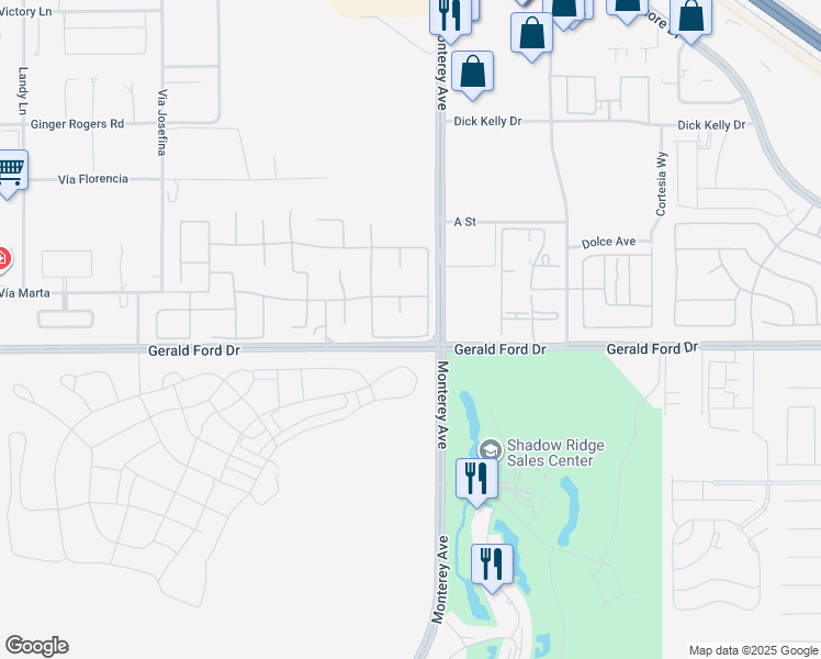 map of restaurants, bars, coffee shops, grocery stores, and more near 66 Victor Hugo Road in Rancho Mirage