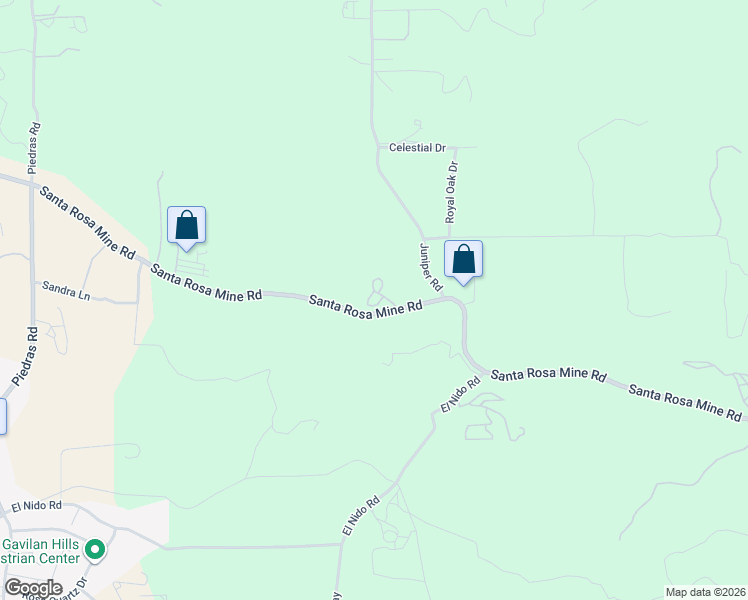 map of restaurants, bars, coffee shops, grocery stores, and more near 19030 Santa Rosa Mine Road in Perris