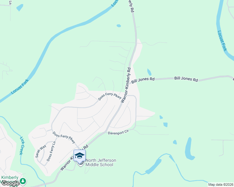 map of restaurants, bars, coffee shops, grocery stores, and more near 417 Doss Ferry Parkway in Kimberly