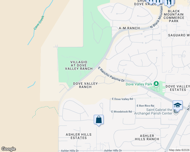 map of restaurants, bars, coffee shops, grocery stores, and more near 4252 East Desert Sky Court in Cave Creek
