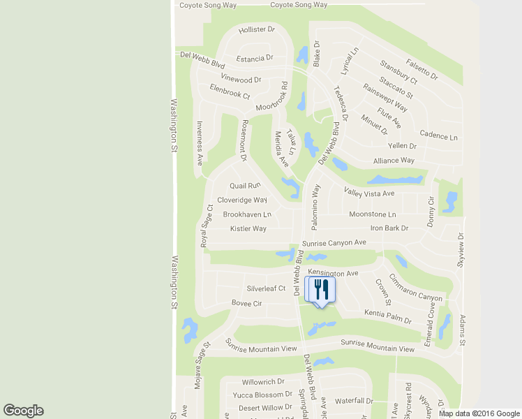 map of restaurants, bars, coffee shops, grocery stores, and more near 78334 Brookhaven Lane in Palm Desert