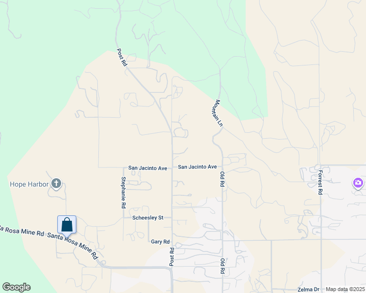 map of restaurants, bars, coffee shops, grocery stores, and more near 22950 Post Road in Perris