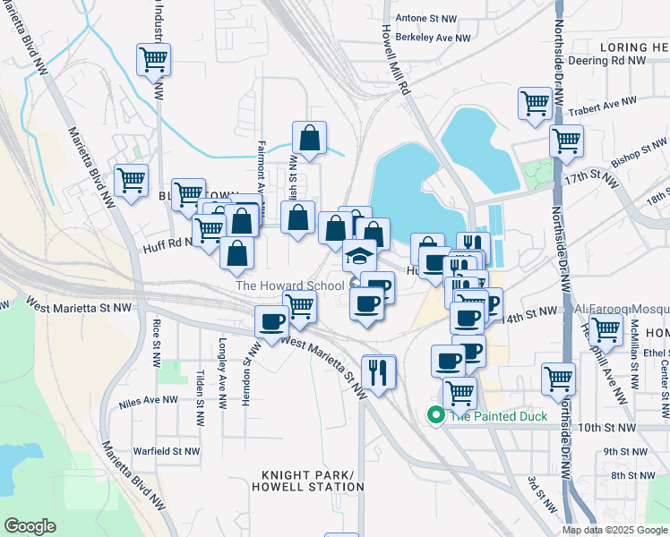 map of restaurants, bars, coffee shops, grocery stores, and more near 936 Spencer Avenue in Atlanta