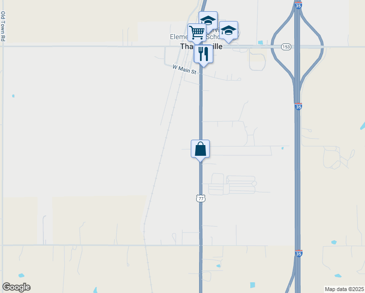 map of restaurants, bars, coffee shops, grocery stores, and more near 19508 U.S. 77 in Thackerville