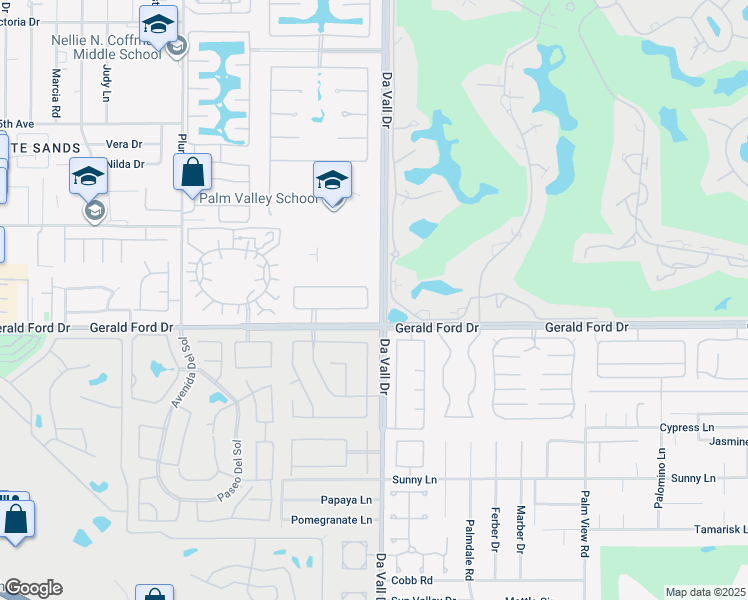 map of restaurants, bars, coffee shops, grocery stores, and more near 22 Vista Mirage Way in Rancho Mirage