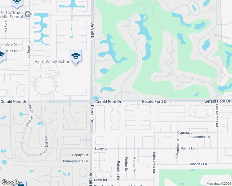 map of restaurants, bars, coffee shops, grocery stores, and more near 128 Desert West Drive in Rancho Mirage