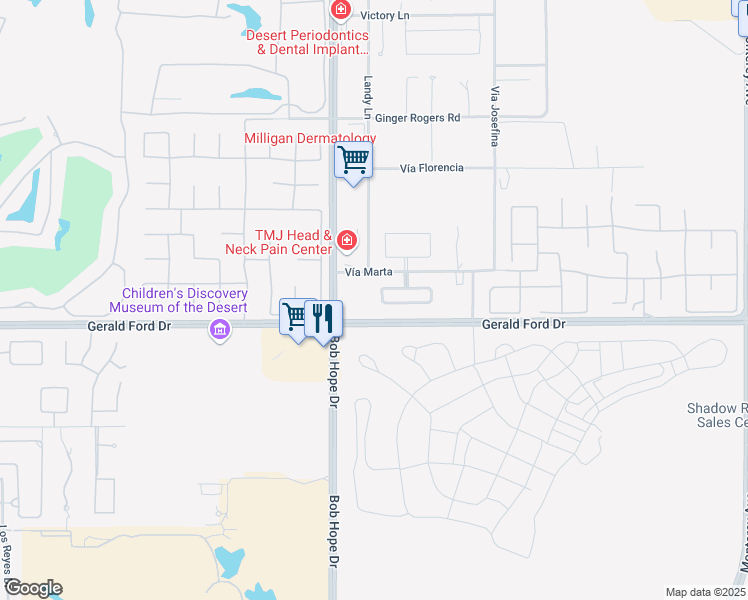map of restaurants, bars, coffee shops, grocery stores, and more near 11 Cassis Circle in Rancho Mirage