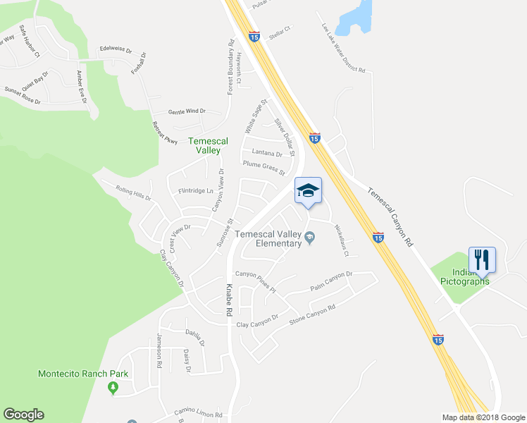 map of restaurants, bars, coffee shops, grocery stores, and more near Knabe Road in Corona