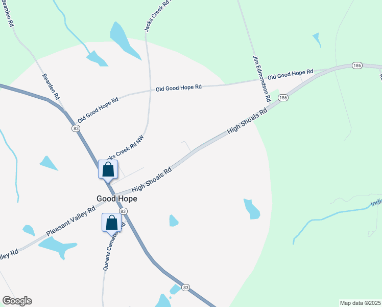 map of restaurants, bars, coffee shops, grocery stores, and more near 264 Georgia 186 in Good Hope
