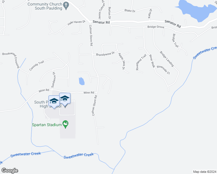 map of restaurants, bars, coffee shops, grocery stores, and more near 208 Cobblestone Court in Douglasville