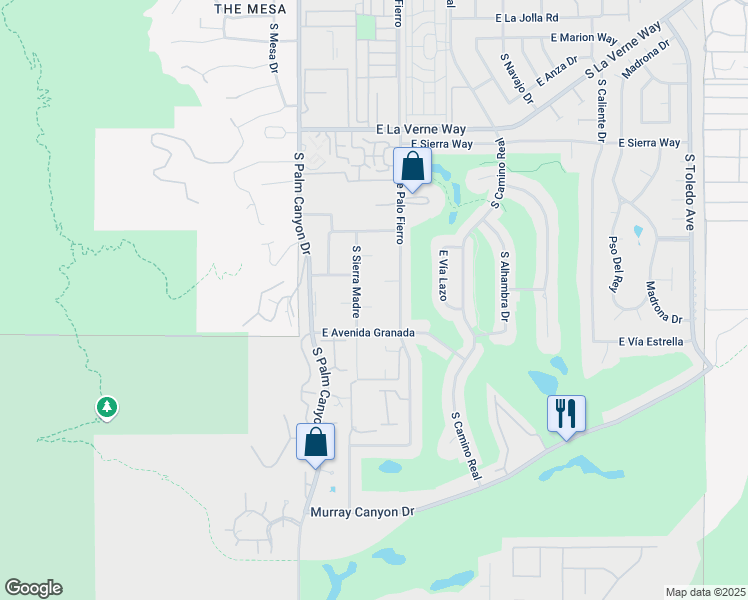 map of restaurants, bars, coffee shops, grocery stores, and more near 447 Alto Circle in Palm Springs
