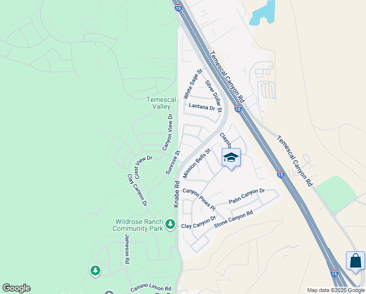 map of restaurants, bars, coffee shops, grocery stores, and more near 9047 Gold Fields Circle in Corona